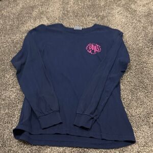 Comfort Colors Navy Long Sleeve with Pink Logo